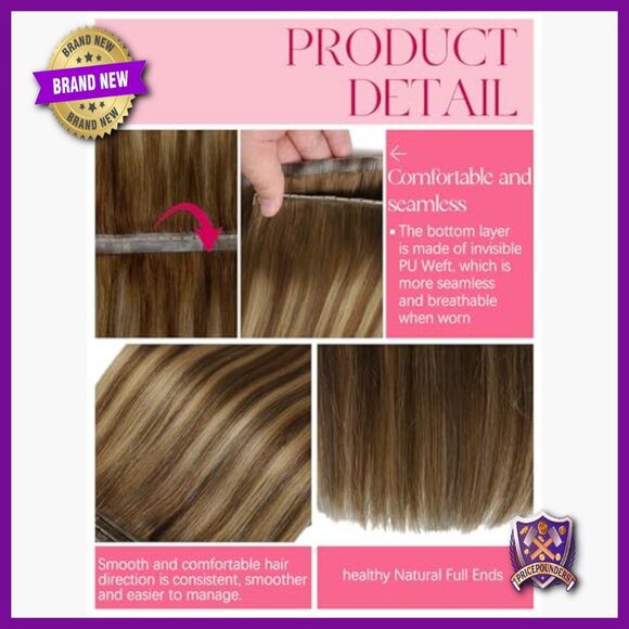 16in Human Hair Extensions, Glueless Micro Bead Tape, 31.5\